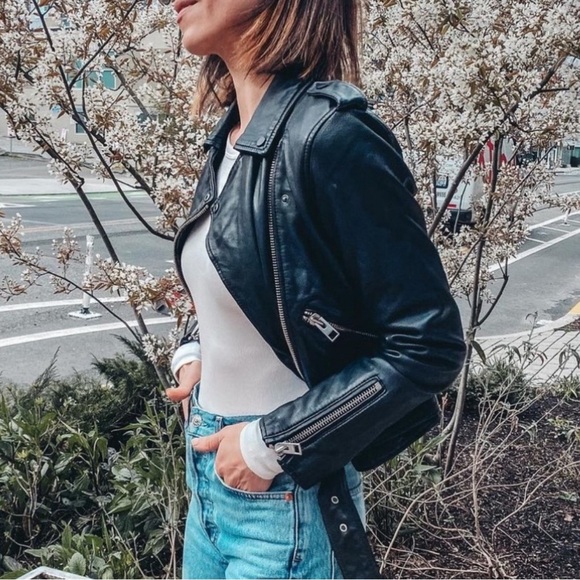 AllSaints Balfern Black Biker Jacket - Picture 4 of 10